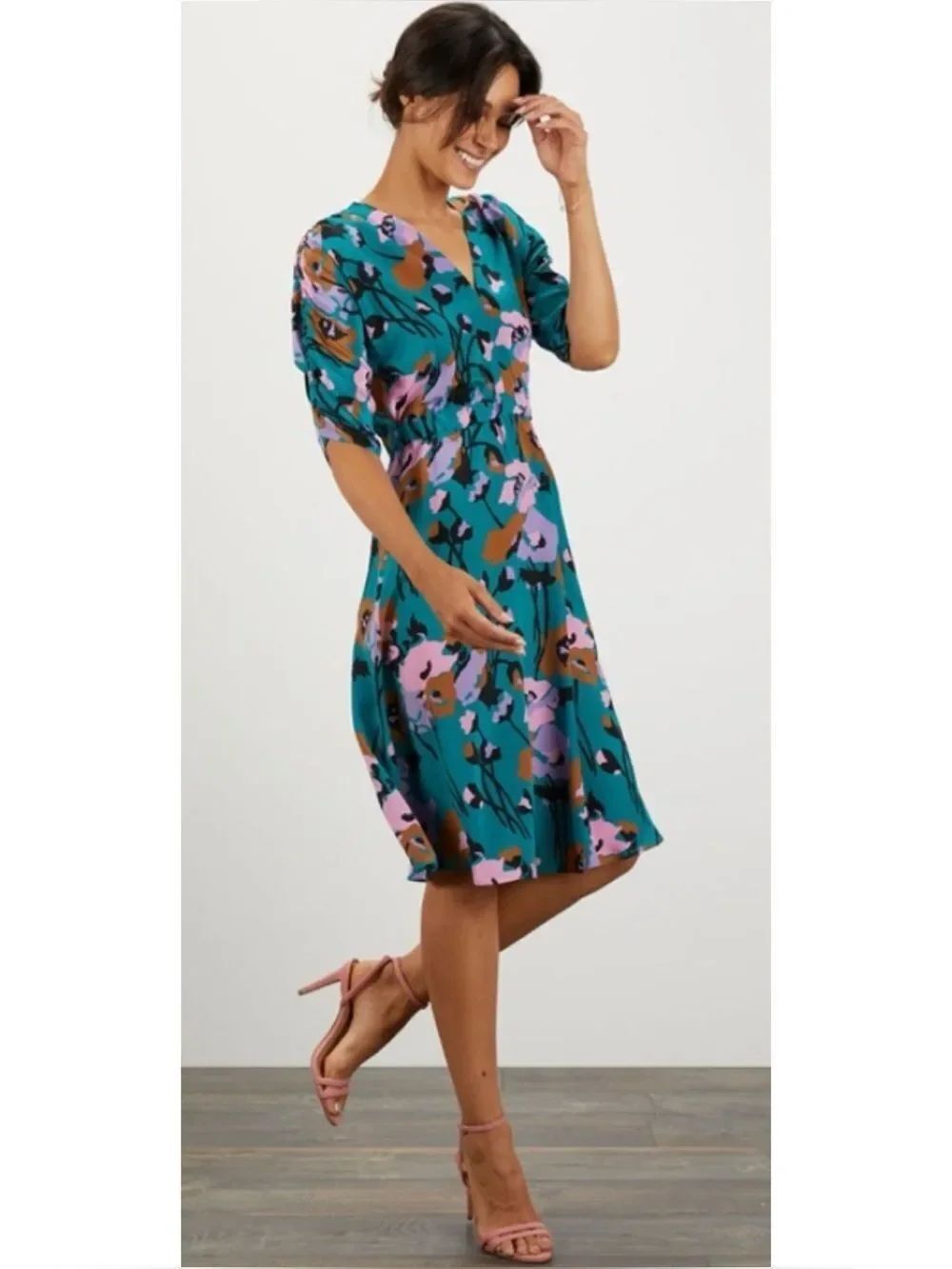 Tucker The Market‎ Dini Silk Floral Midi Dress Size M ~ Pristine